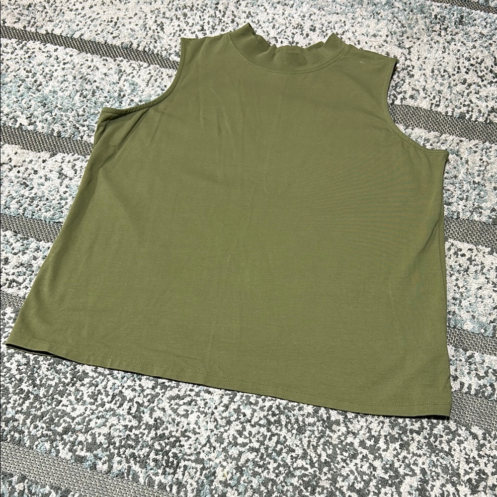 Christopher and Bank Olive Sleeveless Mockneck